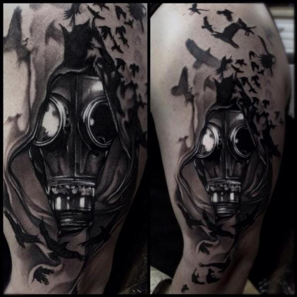 18 Dark And Mysterious Gas Mask Tattoos | Tattoodo