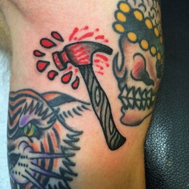 hammer and anvil tattoo traditional