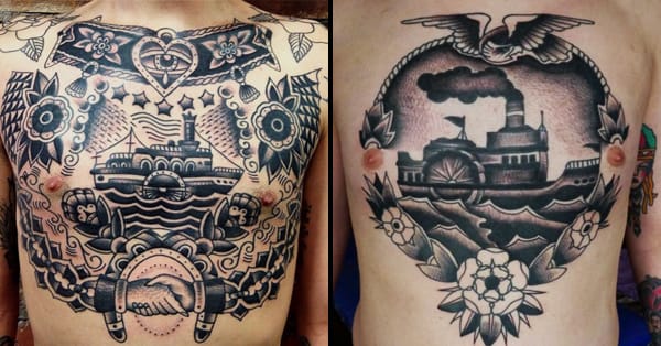 8 Enjoyable Paddle Steamer Tattoos | Tattoodo