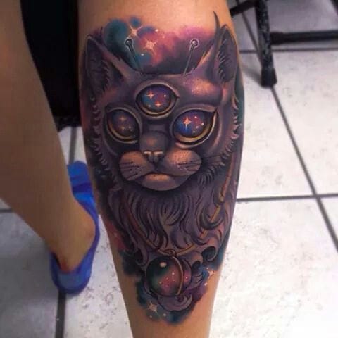 8 Trippy Three Eyed Cat Tattoos | Tattoodo