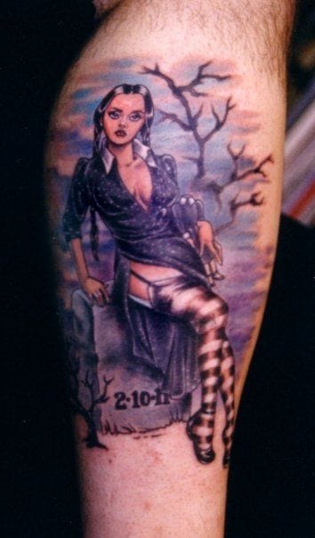 tattoo gothic sketch Celebrate Wednesday Addams Tattoos Weirdos  To  Tattoodo