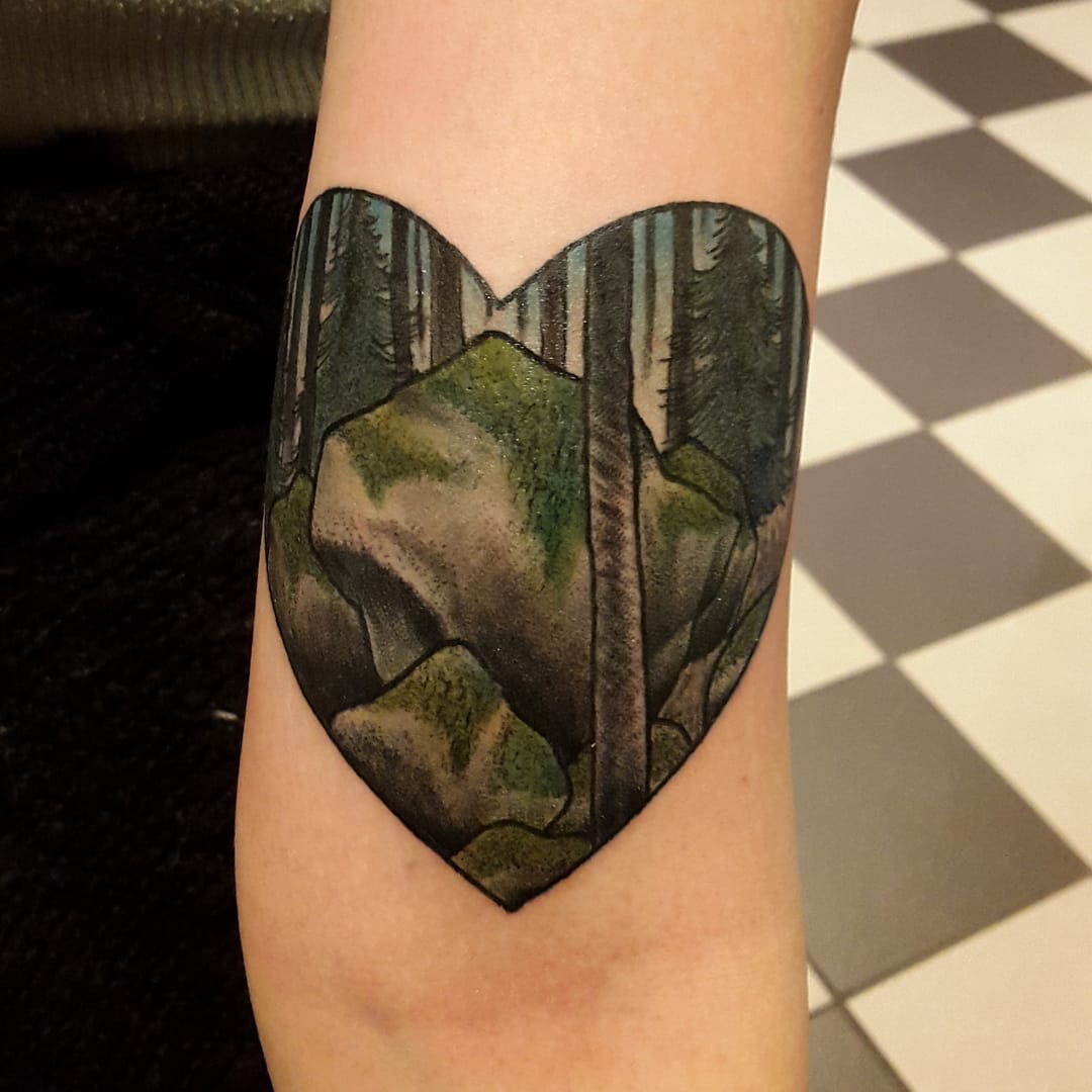 7 Beautiful & Serene Scenery Heart Tattoos Tattoodo